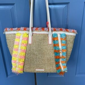 Sophia Webster Taya Raffia Multi-Colored Tote Bag